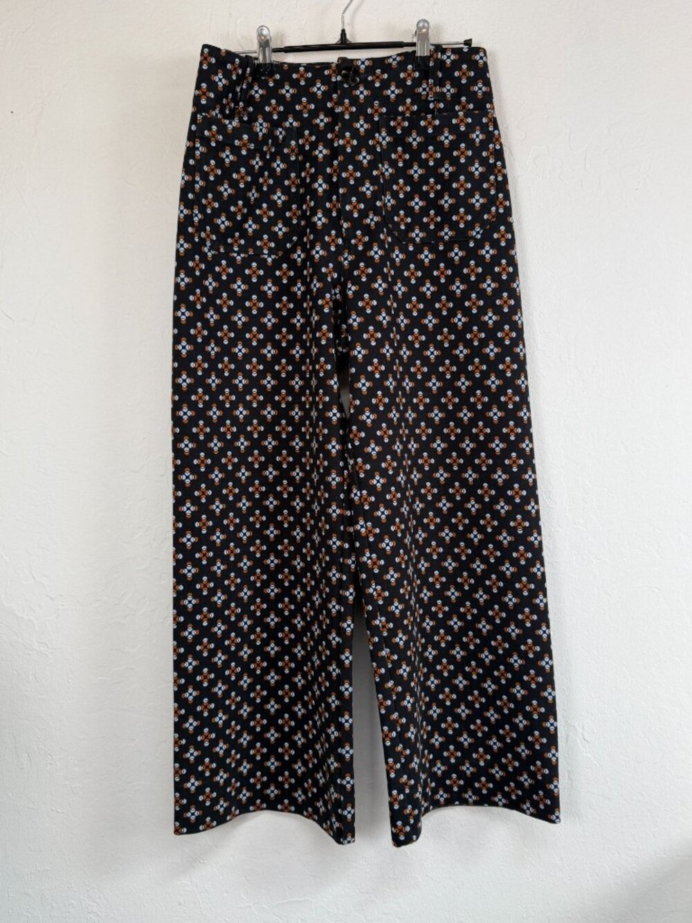 Maeve Anthropologie The Colette Pants 29 Wide Leg Crop Geometric Dot Black Brown